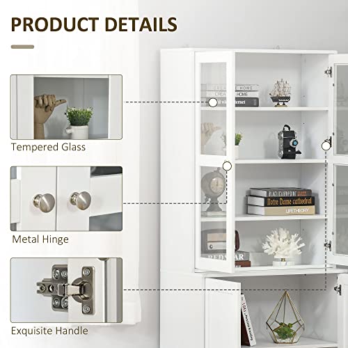 HOMCOM Modern Adjustable Door Bookcase - White