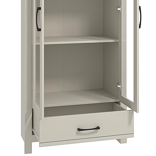 Galano 3-Tier Limestone Display Cabinet - Light Grey
