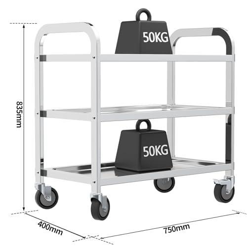 3-Tier Stainless Steel Rolling Utility Cart