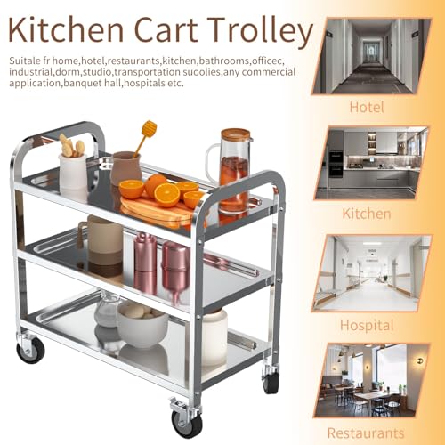 3-Tier Stainless Steel Rolling Utility Cart