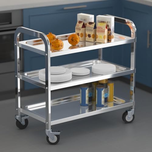 3-Tier Stainless Steel Rolling Utility Cart