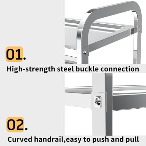 3-Tier Stainless Steel Rolling Utility Cart
