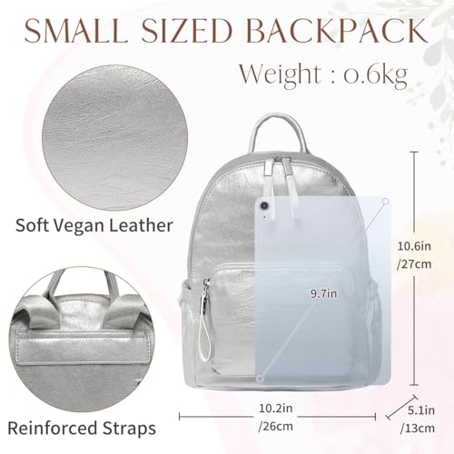 Stylish Silver Mini PU Leather Backpack for Women