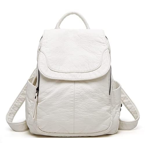 Cute White PU Leather Backpack for Girls