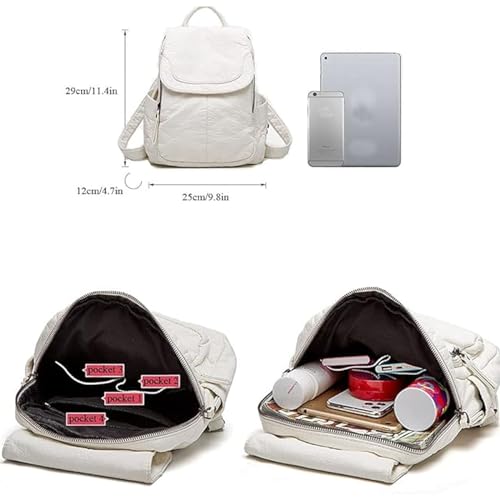 Cute White PU Leather Backpack for Girls
