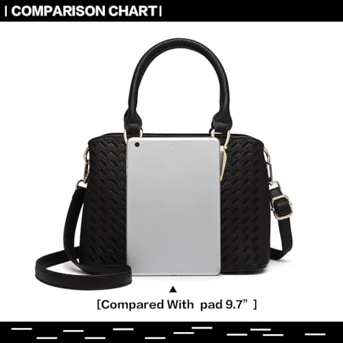 Miss Lulu Women's Woven Chevron Handbag with Logo