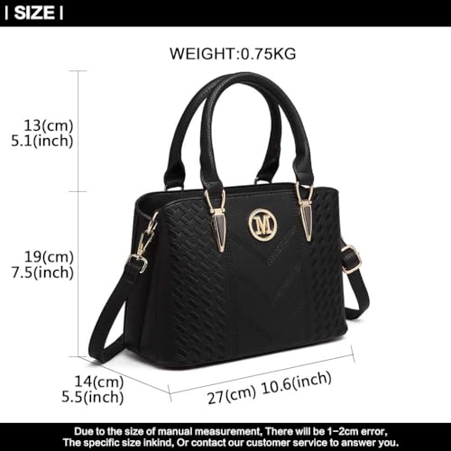 Miss Lulu Women's Woven Chevron Handbag with Logo