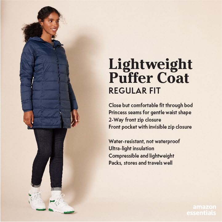 Women's Lightweight Water-Resistant Hooded Puffer Coat