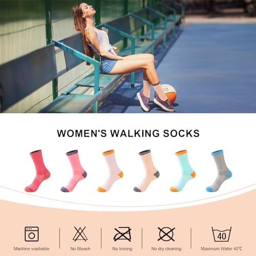 Warm Women's Hiking Socks - 6 Pairs, Cushioned Comfort
