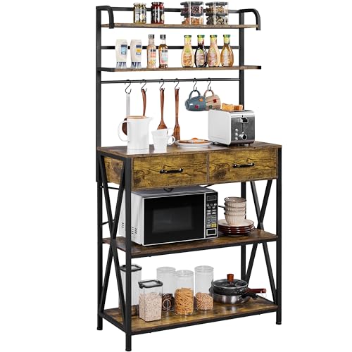 Yaheetech Industrial Baker's Rack with Drawers & Hooks