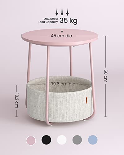 Modern Round Side Table with Fabric Basket