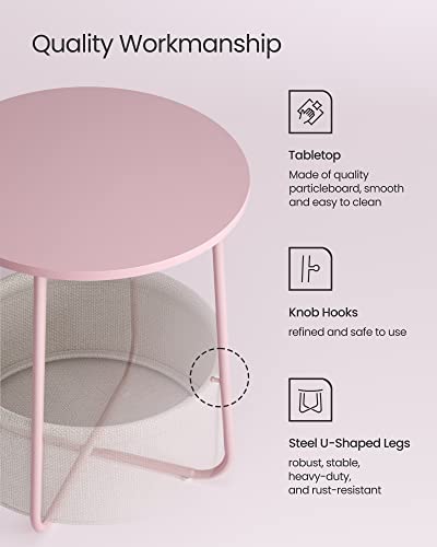 Modern Round Side Table with Fabric Basket