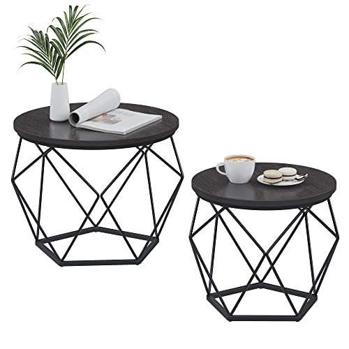 VASAGLE Modern Round Coffee Tables Set of 2
