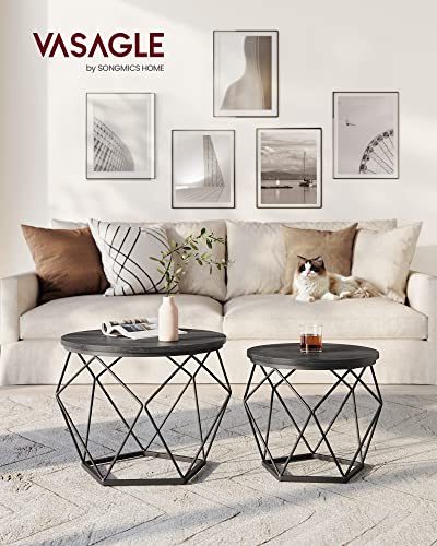 VASAGLE Modern Round Coffee Tables Set of 2