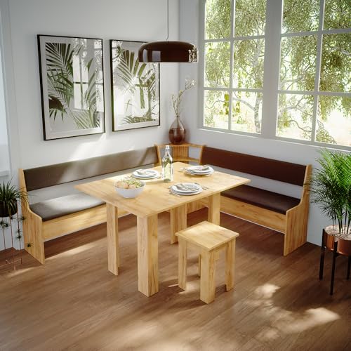 Stylish Sand/Anthracite Corner Bench for Dining Room