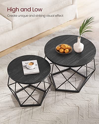 VASAGLE Modern Round Coffee Tables Set of 2