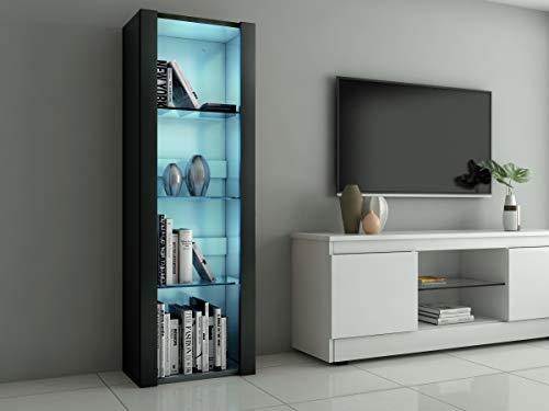 Panana High Gloss Tall Display Cabinet with LED Lights