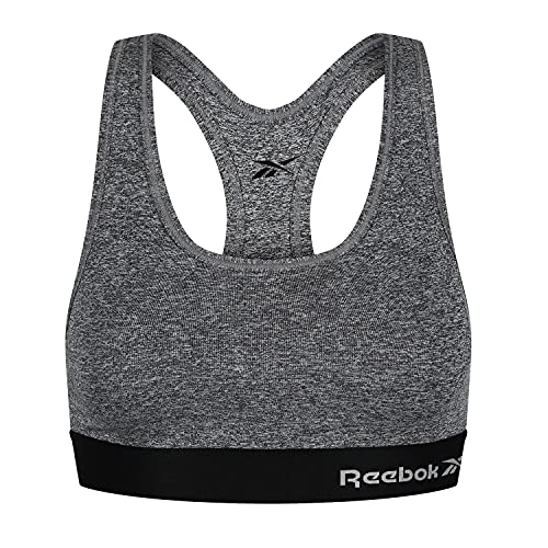 Reebok Women's Grey Marl Wireless Cropped Sports Top