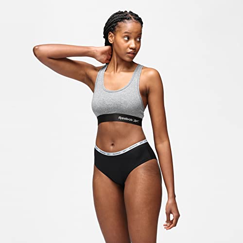 Reebok Women's Grey Marl Wireless Cropped Sports Top