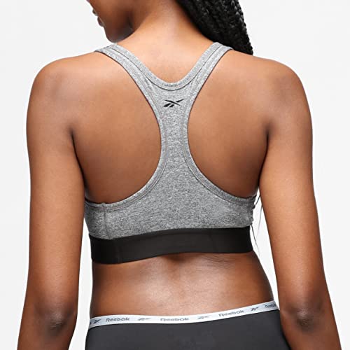 Reebok Women's Grey Marl Wireless Cropped Sports Top