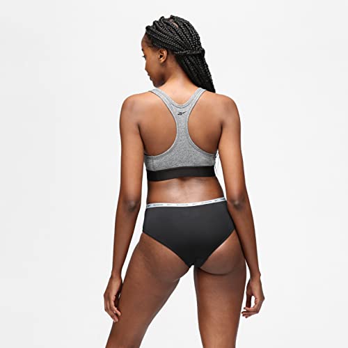 Reebok Women's Grey Marl Wireless Cropped Sports Top