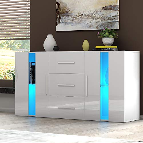 High Gloss LED Sideboard Cupboard with Drawers