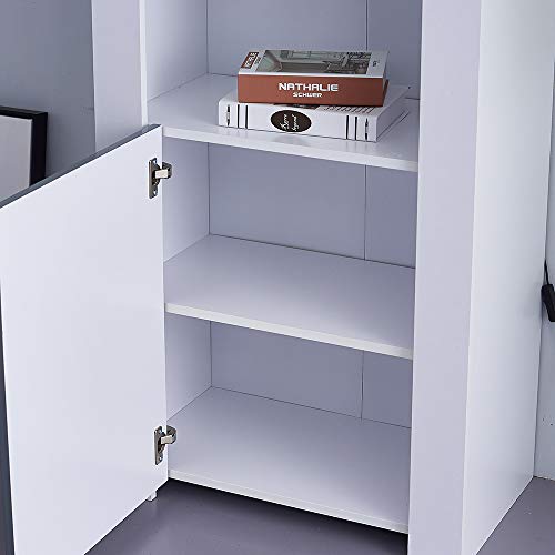 LED Tall Display Cabinet with Glossy White Finish