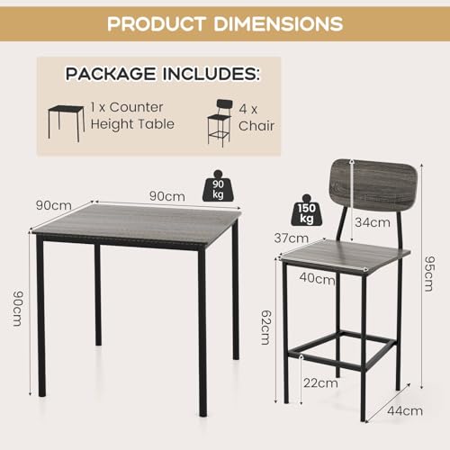 Counter Height 5-Piece Kitchen Dining Set