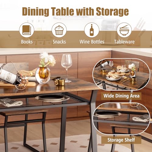 Rustic Brown Dining Table and Chairs Set
