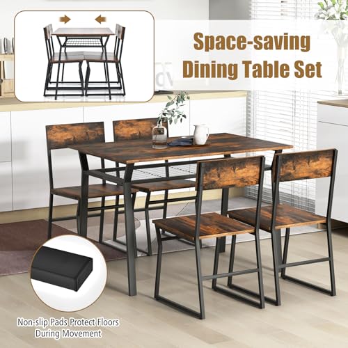 Rustic Brown Dining Table and Chairs Set
