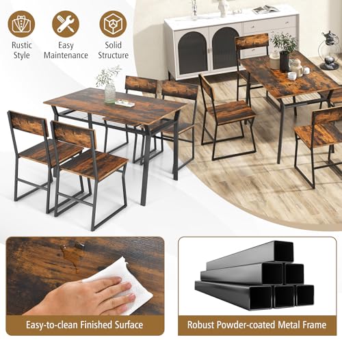 Rustic Brown Dining Table and Chairs Set