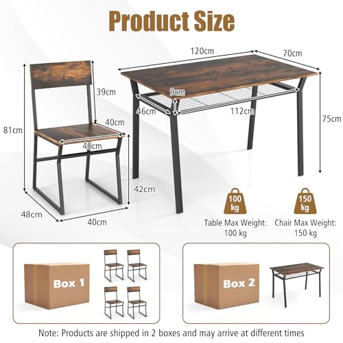 Rustic Brown Dining Table and Chairs Set