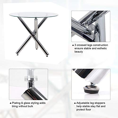 Modern Dining Table Set with 4 High-Back Chairs