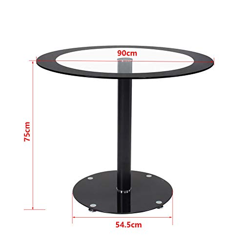 Black Round Dining Table with 4 High-Back Chairs