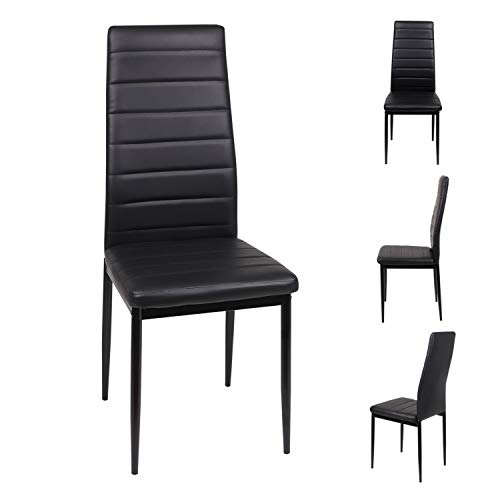 Black Round Dining Table with 4 High-Back Chairs