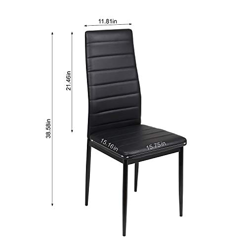 Black Round Dining Table with 4 High-Back Chairs