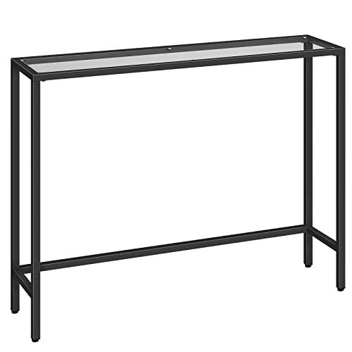 Modern Black Glass Console Table for Living Room