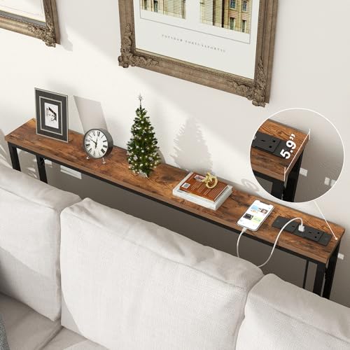 VEDECASA 5.9" Slim Console Table with Charging Station