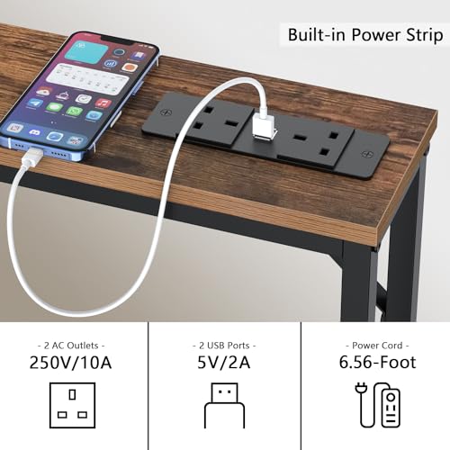 VEDECASA 5.9" Slim Console Table with Charging Station