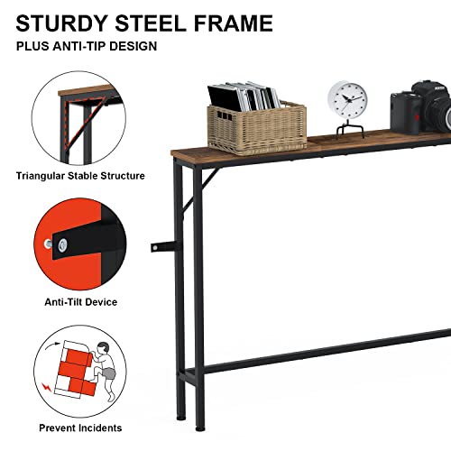 VEDECASA 5.9" Slim Console Table with Charging Station