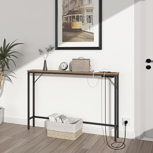 VEDECASA 5.9" Slim Console Table with Charging Station