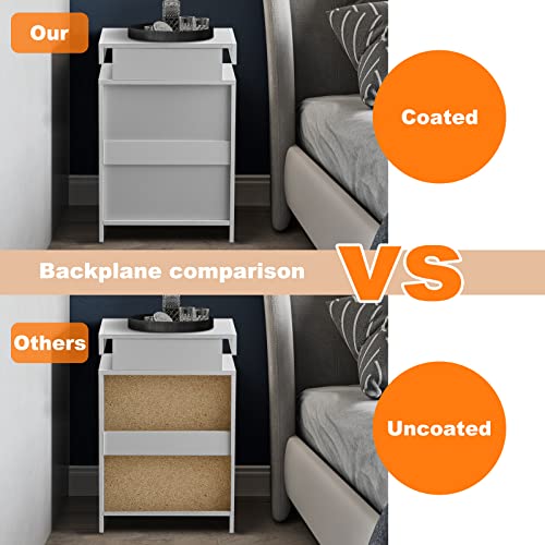 TUKAILAi LED Bedside Table with 3 Drawers