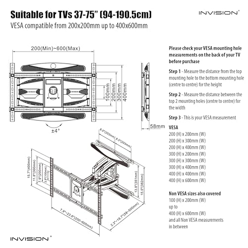 Invision Tilt & Swivel TV Wall Bracket Mount