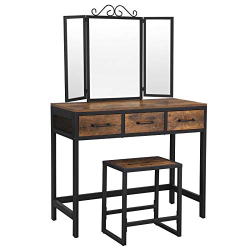 VASAGLE Industrial Rustic Vanity Table Set