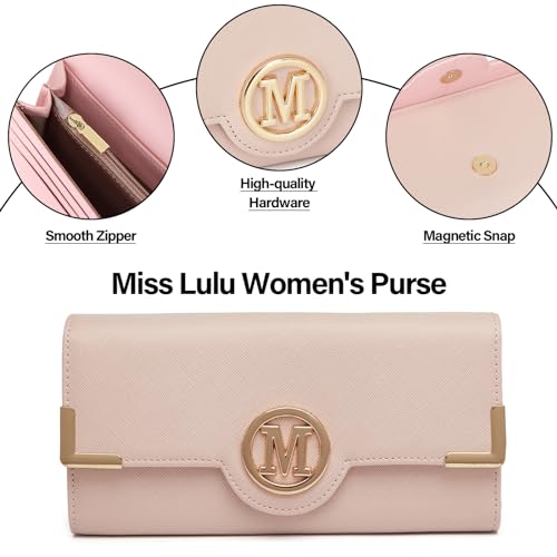 Miss Lulu Women's Long Wallet with Metal Buckle