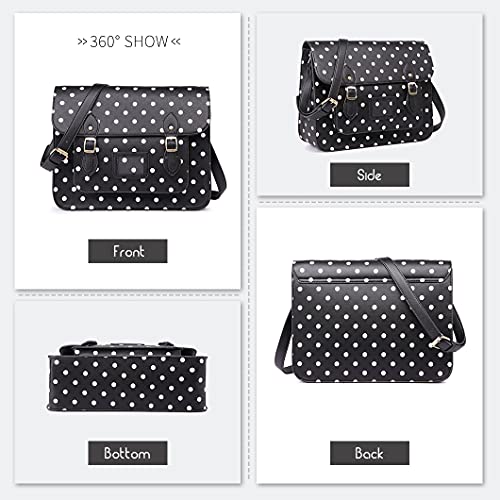 Miss Lulu Polka Dot Faux Leather Satchel Bag