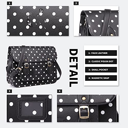 Miss Lulu Polka Dot Faux Leather Satchel Bag