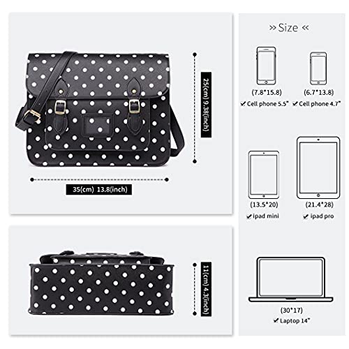 Miss Lulu Polka Dot Faux Leather Satchel Bag