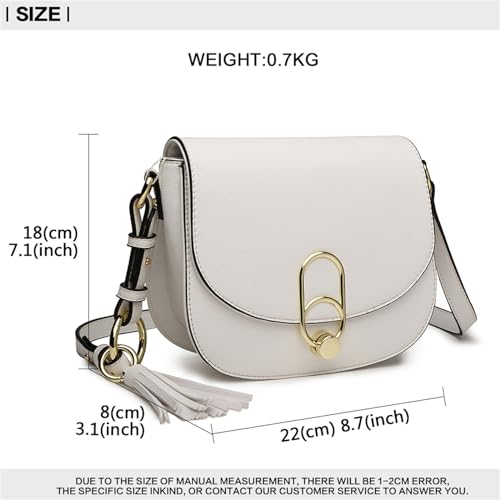 Miss Lulu Women's Tassel Crossbody Handbag (White)
