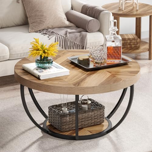 Tribesigns 31.7" Industrial Round Coffee Table